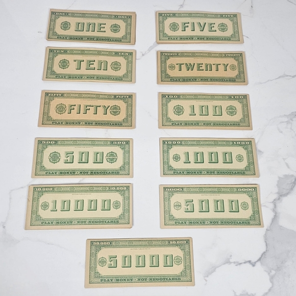 Vtg Whitman Publishing Play Money 1950’s 10 Denominations 117‎ Bills - Picture 2 of 8